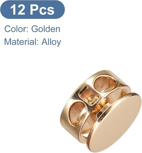 uxcell 12pcs Metal Cord Locks, 3.5mm Double Hole Spring Stopper Fastener Slider Toggles End for Drawstrings Bags Backpacks Clothing Lanyard, Golden in Saudi Arabia