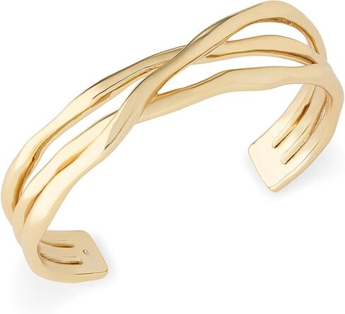 سوار Rocksbox Mila Cuff باللون الذهبي - سوار ذهبي قابل للتعديل للنساء - طلاء ذهب عيار 14 قيراط - مجوهرات عالية الجودة in Saudi Arabia
