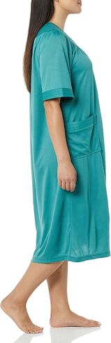 AmeriMark Women Calf-Length Snap Front Duster Bathrobe – Plush Loose-Fitting Housecoat Full Coverage Bath Robe Patch Pockets in Kuwait