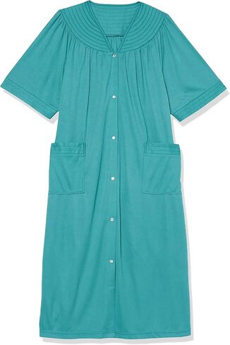AmeriMark Women Calf-Length Snap Front Duster Bathrobe – Plush Loose-Fitting Housecoat Full Coverage Bath Robe Patch Pockets in Kuwait