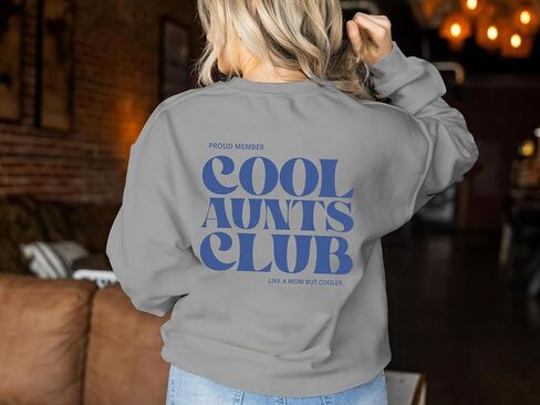 Women Cool Aunts Club Sweatshirt: Aunt Crewneck Sweatshirt Auntie Letter Print Long Sleeve Pullover Top in Saudi Arabia
