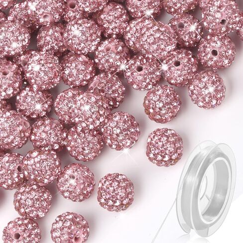 120 Pcs Clay Rhinestone Beads 10mm for Jewelry Making, Bling Sparkle Rhinestone Beads with Elastic String for Bracelet Necklace Earring Jewelry Making (Black) in Saudi Arabia