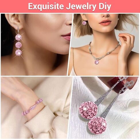 120 Pcs Clay Rhinestone Beads 10mm for Jewelry Making, Bling Sparkle Rhinestone Beads with Elastic String for Bracelet Necklace Earring Jewelry Making (Black) in Saudi Arabia