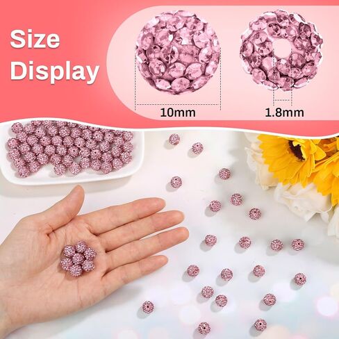 120 Pcs Clay Rhinestone Beads 10mm for Jewelry Making, Bling Sparkle Rhinestone Beads with Elastic String for Bracelet Necklace Earring Jewelry Making (Black) in Saudi Arabia