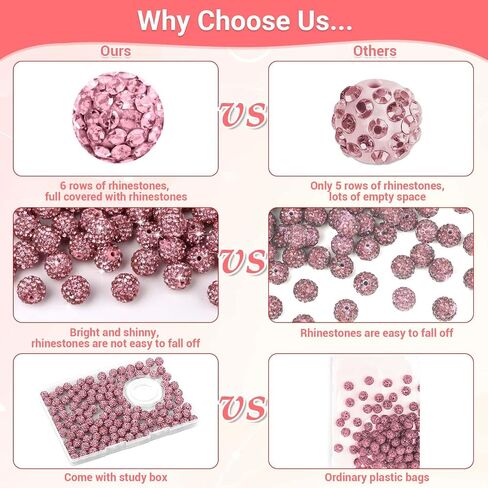 120 Pcs Clay Rhinestone Beads 10mm for Jewelry Making, Bling Sparkle Rhinestone Beads with Elastic String for Bracelet Necklace Earring Jewelry Making (Black) in Saudi Arabia