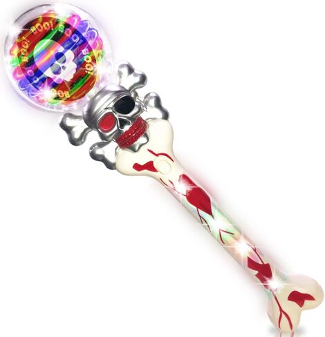 ArtCreativity Light Up Spinning Skull Wand, 14 Inch LED Spin Toy for Kids, Batteries Included, Great Halloween Toy for Kids Gift Idea for Boys and Girls, Pirate Birthday Party Favor, Carnival Prize in Saudi Arabia