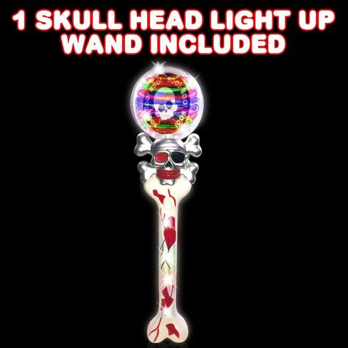ArtCreativity Light Up Spinning Skull Wand, 14 Inch LED Spin Toy for Kids, Batteries Included, Great Halloween Toy for Kids Gift Idea for Boys and Girls, Pirate Birthday Party Favor, Carnival Prize in Saudi Arabia