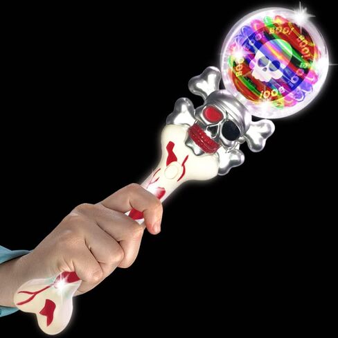 ArtCreativity Light Up Spinning Skull Wand, 14 Inch LED Spin Toy for Kids, Batteries Included, Great Halloween Toy for Kids Gift Idea for Boys and Girls, Pirate Birthday Party Favor, Carnival Prize in Saudi Arabia