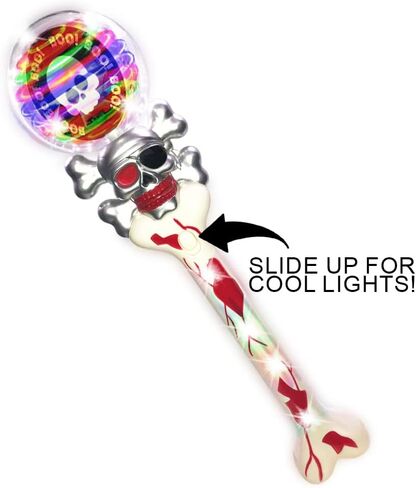 ArtCreativity Light Up Spinning Skull Wand, 14 Inch LED Spin Toy for Kids, Batteries Included, Great Halloween Toy for Kids Gift Idea for Boys and Girls, Pirate Birthday Party Favor, Carnival Prize in Saudi Arabia