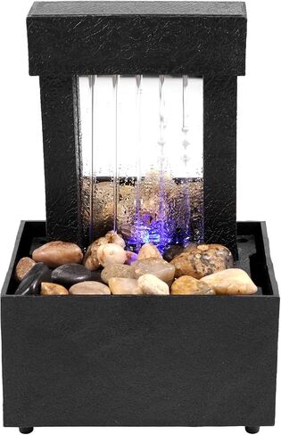 Tabletop Fountain with Light Waterfall Fountain with Natural River Rocks Battery/USB Operated Water Fountain Feature Zen Meditation Fountain Sound Relaxation Fountain Decor for Desktop (Waterfall) in Kuwait