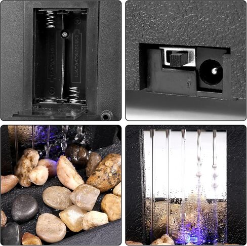Tabletop Fountain with Light Waterfall Fountain with Natural River Rocks Battery/USB Operated Water Fountain Feature Zen Meditation Fountain Sound Relaxation Fountain Decor for Desktop (Waterfall) in Kuwait