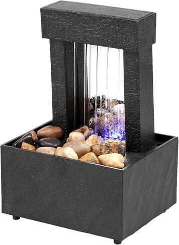 Tabletop Fountain with Light Waterfall Fountain with Natural River Rocks Battery/USB Operated Water Fountain Feature Zen Meditation Fountain Sound Relaxation Fountain Decor for Desktop (Waterfall) in Kuwait