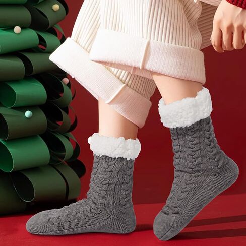Moon Wood Slipper Socks Cozy Fuzzy Socks for Women Non Slip Cabin Socks Fluffy Warm Winter Socks Home Socks in Saudi Arabia