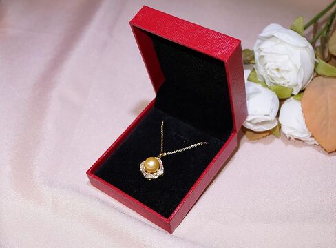 10mm Japanese akoya Pearl Pendant Necklace with Diamonds for Women - 10mm Tahitian Pearl Necklace with Diamonds Single Pearl Necklace for Women with 925 Sterling Silver Chain in Saudi Arabia