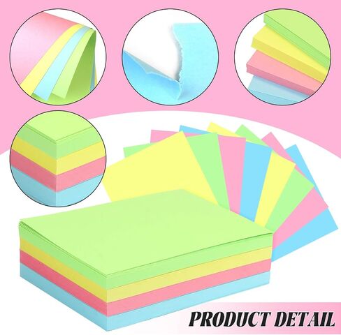 Tecmisse 200 PCS Index Card 4 x 6 Inches, Colored Flash Cards Lined Note Cards, Study Cards for School Learning and Office Supplies, 4 Colors in Saudi Arabia