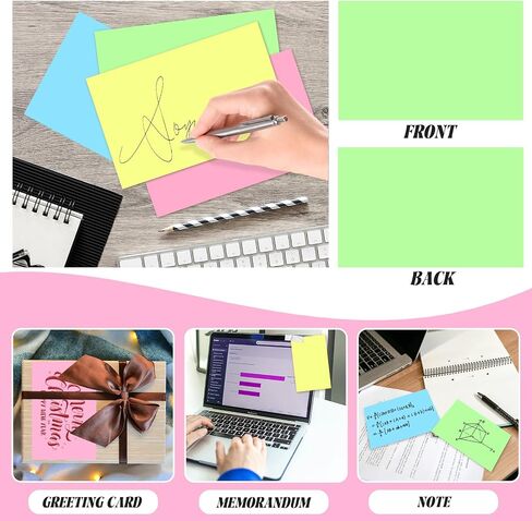 Tecmisse 200 PCS Index Card 4 x 6 Inches, Colored Flash Cards Lined Note Cards, Study Cards for School Learning and Office Supplies, 4 Colors in Saudi Arabia