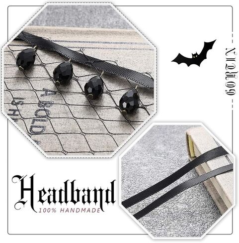 GORTIN القوطية خوذة الهالوين الأسود الدانتيل الوجه الحجاب روز عقال حفلة تنكرية تأثيري شبكة قناع نصف الوجه الحجاب الشعر التبعي للنساء in Kuwait