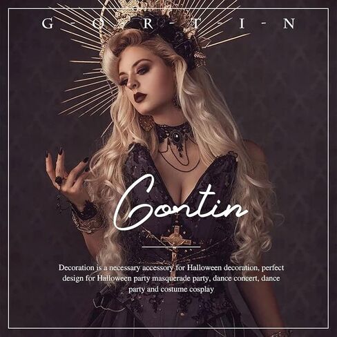 GORTIN القوطية خوذة الهالوين الأسود الدانتيل الوجه الحجاب روز عقال حفلة تنكرية تأثيري شبكة قناع نصف الوجه الحجاب الشعر التبعي للنساء in Kuwait