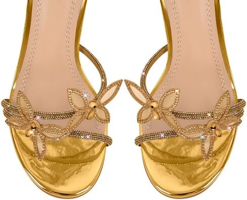 sexytag Diamante Heels Butterfly Wrap Around Strap Fantasy Rhinestone Sparkly Stiletto Heel Sandals in Saudi Arabia
