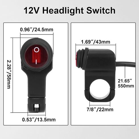 مفتاح المصباح الأمامي للنحلة الخفيفة، مفتاح تشغيل/إيقاف المصباح الأمامي المقاوم للماء من الألومنيوم ZANGOMB مع إضاءة خلفية حمراء لملحقات Surron Segway، أسود in Kuwait