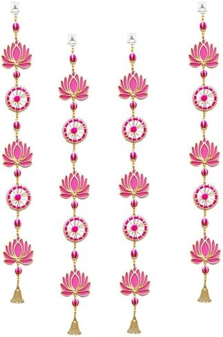 Handmade Lotus Wall & Door Hangings (Pack of 4) - Home Decoration | Pooja Decor | Diwali Decor | Wedding and All Festival Decor | (Size - 3 Ft / 36 Inches) in Saudi Arabia