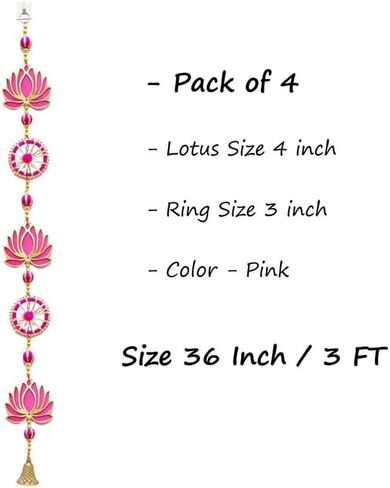 Handmade Lotus Wall & Door Hangings (Pack of 4) - Home Decoration | Pooja Decor | Diwali Decor | Wedding and All Festival Decor | (Size - 3 Ft / 36 Inches) in Saudi Arabia