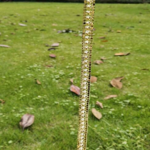 Pawkyjar 1 Yard Pearl Rhinestone Chain, Crystal Rhinestones Pearl Chain Trim for Crafts Wedding Dress Decoration (Gold) in Saudi Arabia