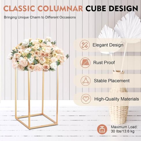 10PCS Column Vases,Metal Flower Floor Vase,16in Tall Wedding Centerpieces for Tables,Gold Geometric Centerpiece Vase for Wedding,Party,Festival,Home Decorations, Events Reception in Saudi Arabia