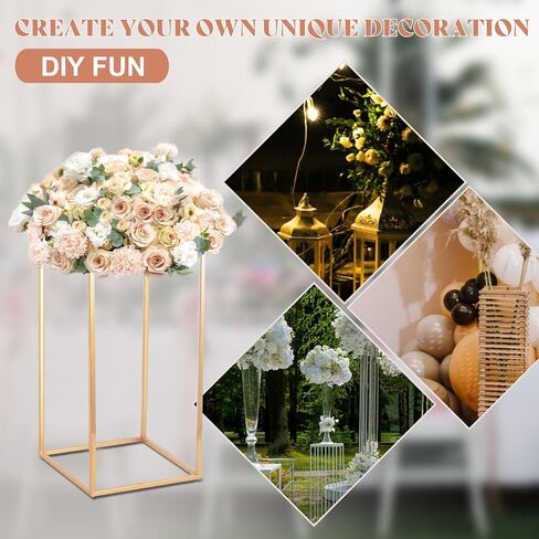 10PCS Column Vases,Metal Flower Floor Vase,16in Tall Wedding Centerpieces for Tables,Gold Geometric Centerpiece Vase for Wedding,Party,Festival,Home Decorations, Events Reception in Saudi Arabia