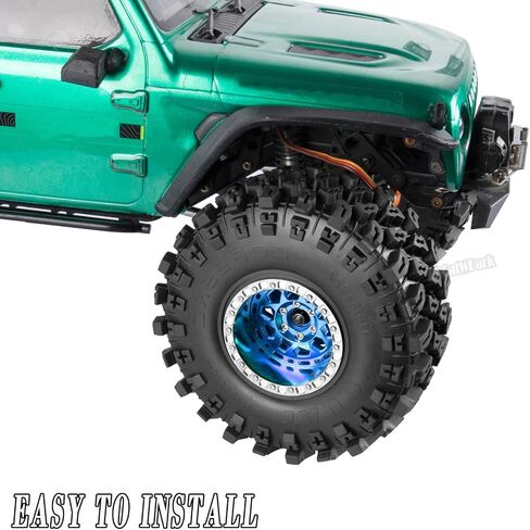 إطارات عجلات RC 2.2 لسيارة 1/10 Axia1 SCX10 SCX10 II 90046 SCX10 III TRX4 D90 RC الزاحفة، 4 قطع من الألومنيوم RC 2.2 بوصة عجلة Beadlock، تيتانيوم in Kuwait