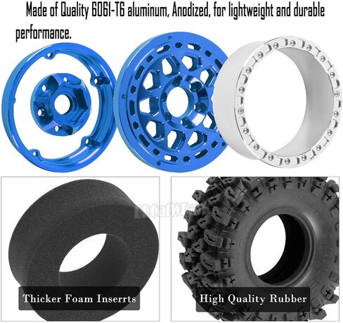 إطارات عجلات RC 2.2 لسيارة 1/10 Axia1 SCX10 SCX10 II 90046 SCX10 III TRX4 D90 RC الزاحفة، 4 قطع من الألومنيوم RC 2.2 بوصة عجلة Beadlock، تيتانيوم in Kuwait
