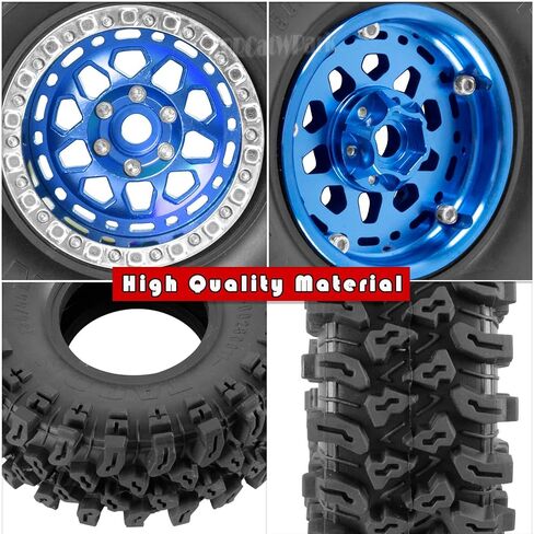إطارات عجلات RC 2.2 لسيارة 1/10 Axia1 SCX10 SCX10 II 90046 SCX10 III TRX4 D90 RC الزاحفة، 4 قطع من الألومنيوم RC 2.2 بوصة عجلة Beadlock، تيتانيوم in Kuwait