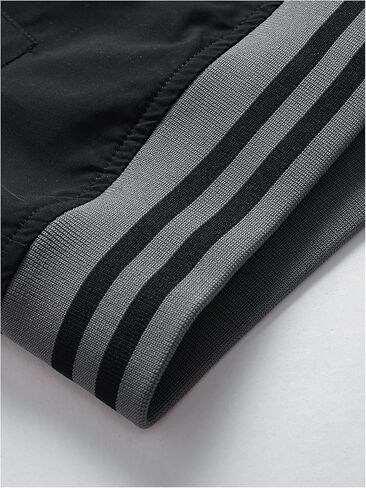 MakeMeChic Men's Striped Trim Sports Jacket Color Block Long Sleeve Baseball Collar Zip Up Coat Outerwear in Saudi Arabia