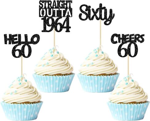 Gyufise 24 Pack 30th Birthday Cupcake Toppers Black Glitter Thirty Straight Outta 1994 Hello 30 Cupcake Picks Cheers to 30 Years Birthday Anniversary Cake Decorations Supplies in Saudi Arabia