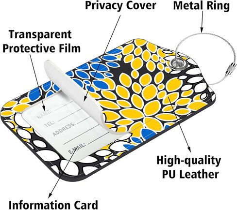 2 Pack Luggage Tags for Suitcase,Rainbow and Butterfly PU Leather Luggage Tags with Privacy Cover Name Address Labels and Steel Ring,Creative Travel Accessories for Men and Women in Saudi Arabia