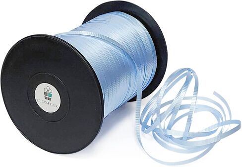 CT CRAFT LLC شريط تجعيد بولي مجعد بكرة بالون لامعة 3/16 بوصة (5 مم) × 1000 م × 1R-LT. أزرق لتغليف صندوق الهدايا، زهور الزهور، ديكورات أعياد الميلاد، الحرف الفنية للمهرجانات، ديكور عيد الميلاد in Saudi Arabia