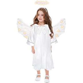 TTQ3PCS Kid Angel Costume Set Include Girl Angel Dress,Light Angel Wing and Hairband for Halloween Birthday Party Accessories
