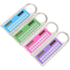 1Pc Color Random Mini Solar Transparent Ruler Calculator with Magnifier Student School Supplies Office Electronics Calculators
