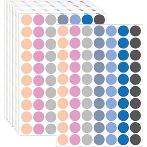1260 PCS Colored Dot Stickers,3/4" Colored Circle Stickers,10 Color Style Sticky Dots,Garage Sale Price Stickers,Round Color Coding Dot Labels Circle Labels