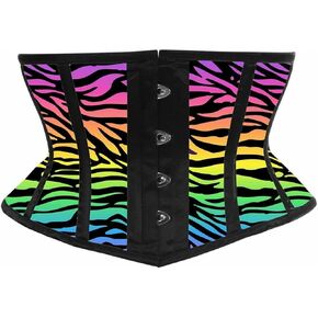 Daisy corsets Womens Lavish Rainbow Animal Print Satin Mini Cincher Corset