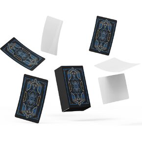 Blank Oracle Cards, Set of 2 Decks - Make Your Own Oracle Cards and Tarot Decks - 80 Cards per Box / 160 Cards Total / 2.75" x 4.75" - Sacred Geometry Design with Metallic Gold Foil (Red + Blue)
