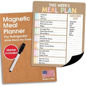 Rustic Dinner Menu Board for Kitchen - Weekly Dry Erase Board for Fridge, Weekly Meal Planner Magnetic, Menu Planner for Fridge Board, Magnetic Weekly Meal Planner for Fridge, Weekly Menu Board
