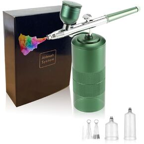 Dual Action Airbrush with Compressor, 40PSI Portable Cordless Airbrush Gun Set, Auto-Stop Handheld Air Brush Comes 3 Gears Air Pressures for Nails Art, Painting, Cake, Makeup, Model, Coloring