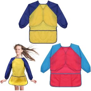 Giantree 2Pcs Kids Painting Apron, Kids Waterproof Toddlers Art Smock for Kids Age 5-8, for Kids Painting Cooking Baking