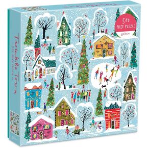 Galison Twinkle Town 500 Piece Puzzle from Galison - Featuring Colorful and Whimsical Illustrations of a Festive Snowy Town, 20" x 20", Makes a Wonderful Gift