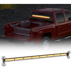 35 Inch Traffic Safety Strobe Light Bar,48 LED Warning Emergency Light Configure Dual Switch Cigarette Lighter for Construction Vehicles,Installed in Front and Rear Windshields (Amber)