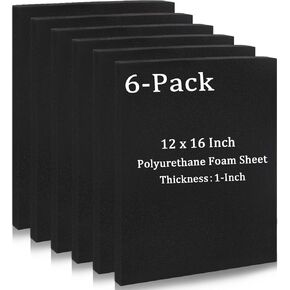 2 PCS Customizable Polyurethane Foam Sheet,16 x 12 x 2 Inch Cuttable Foam Inserts for Cases, Black High Density Foam for Foam Padding for Toolbox, Camera Storage and DIY Craft