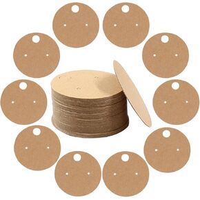 BokWin 100 Pcs Round Earring Display Holder Cards 4cm/1.6 Inch Jewelry Cards Holder Kraft Paper Studs Earring Display Cards(Brown)