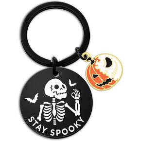 Halloween Keychain Gifts Stay Spooky Keychain Boo Basket Stuffers For Her Him Skull Keychain Gifts For Women Men Halloween Decor Accessories Ghost Keychain For Friend