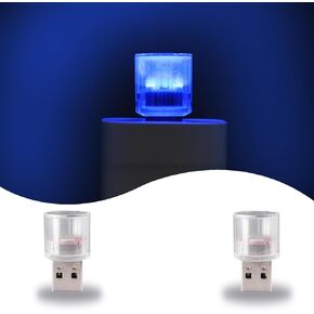 USB LED Car Interior Night Light, 2 PCs, Atmosphere Lamp, Mini Decoration Light, Car Interior Ambient Atmosphere Night Lamp, USB Night Light for All Car Interiors (Ice Blue)